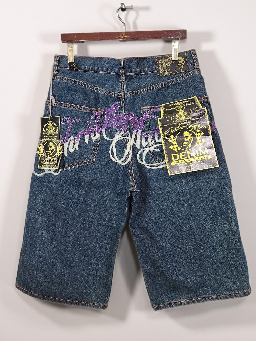 Deadstock CHRISTIAN AUDIGIER/ED HARDY Denim Shorts Embroidered - Size 32